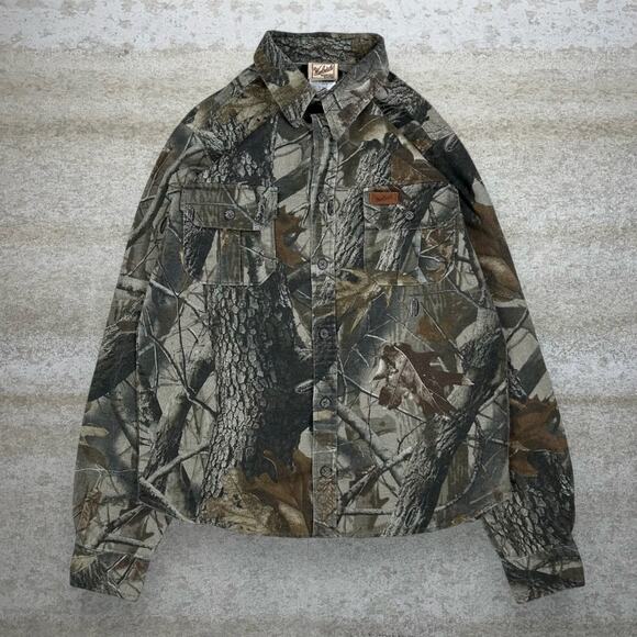 Vintage Woolrich Realtree Hunting Camo Button Up Shirt Long Sleeve Youth XL 90s - Picture 1 of 4